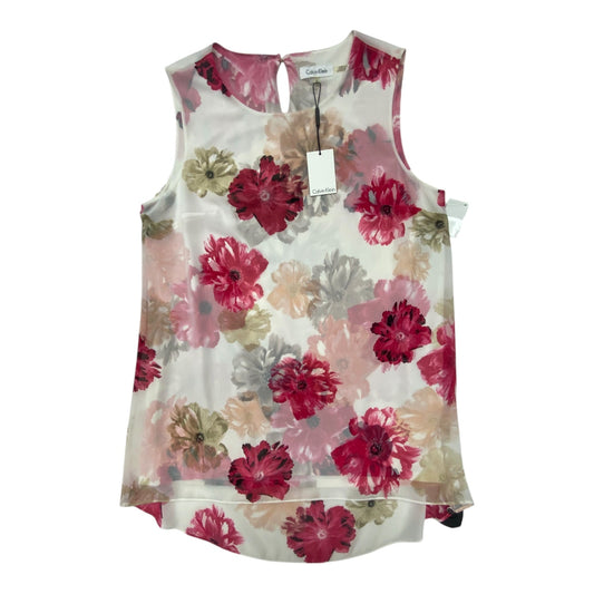 Top Sleeveless By Calvin Klein In Pink & White, Size:L