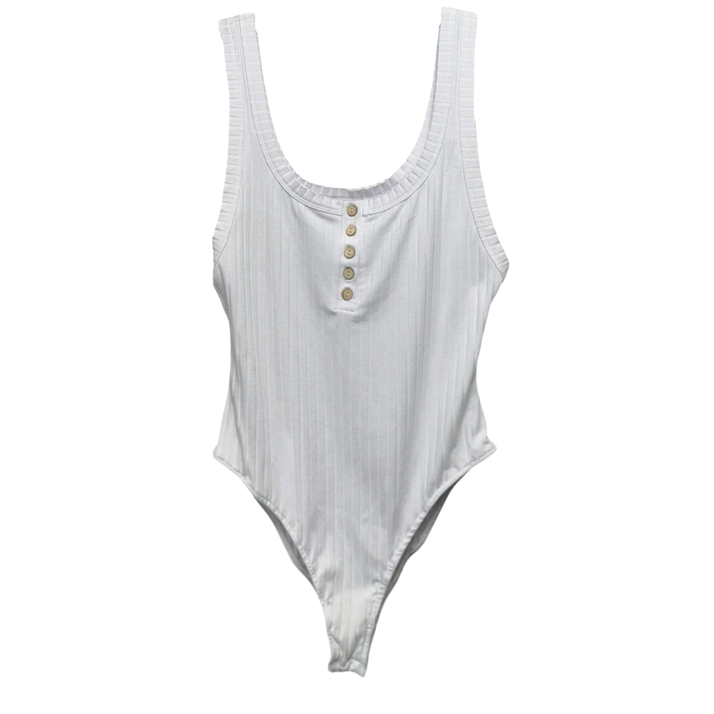Henley Rib Bodysuit By Free People In White, Size: S