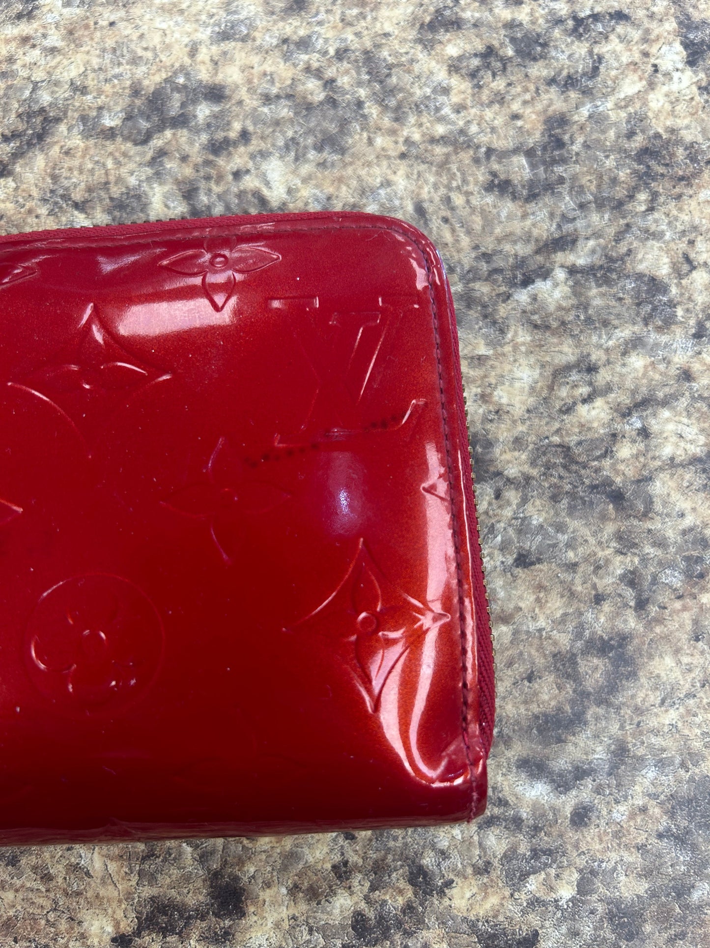 Louis Vuitton Red Vernis Zippy Designer Luxury Wallet