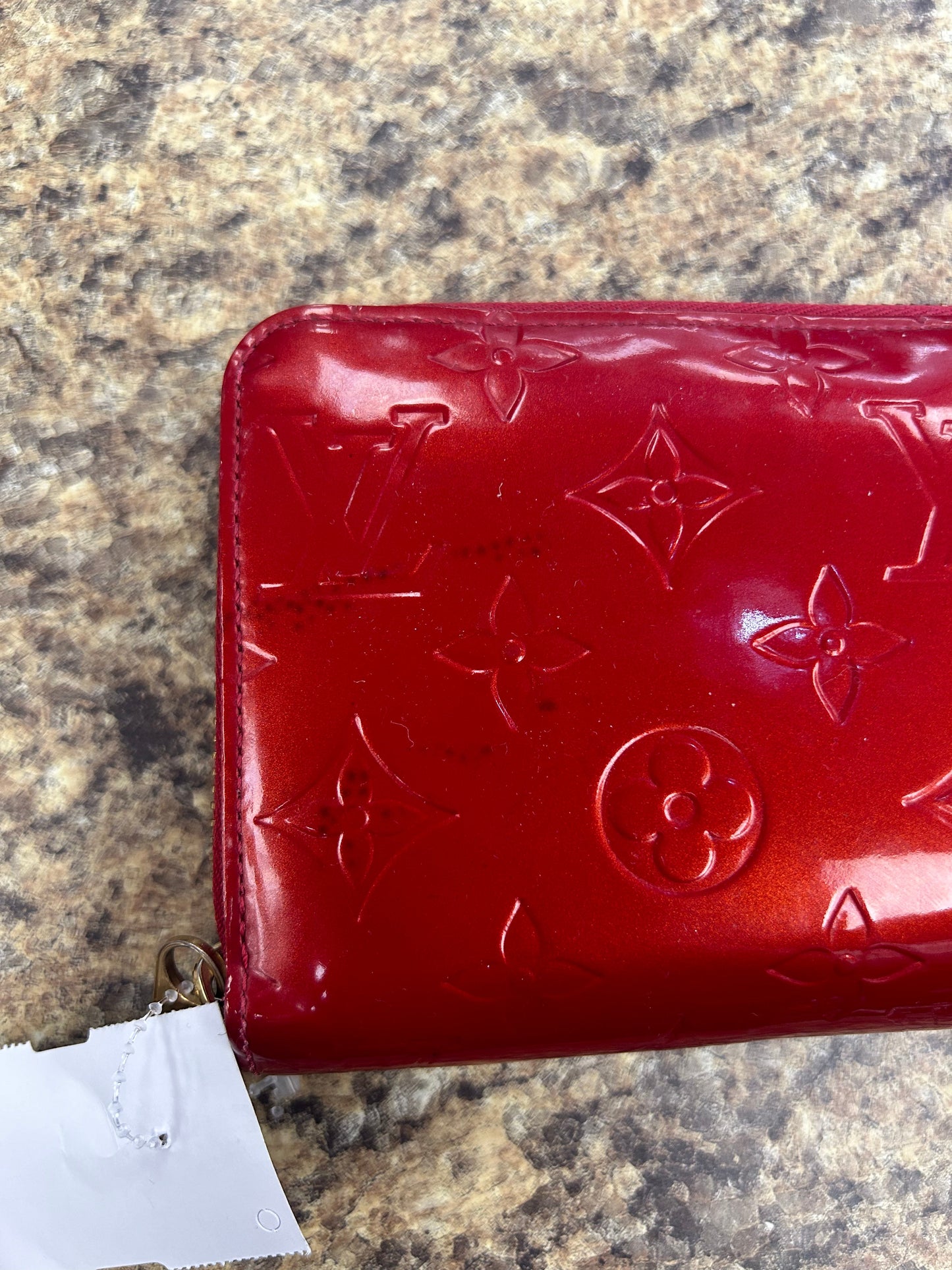 Louis Vuitton Red Vernis Zippy Designer Luxury Wallet