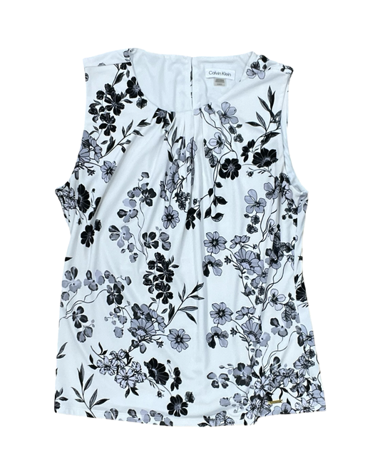 Top Sleeveless By Calvin Klein In White, Size:L