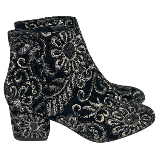 Boots Ankle Heels By Aldo In Black & Silver, Size:6.5