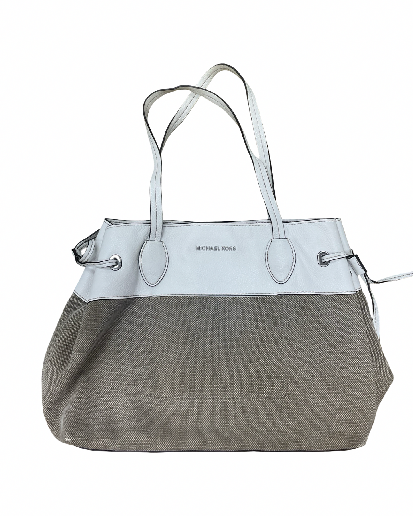 Handbag Designer By Michael Kors In Tan & White, Size:Large