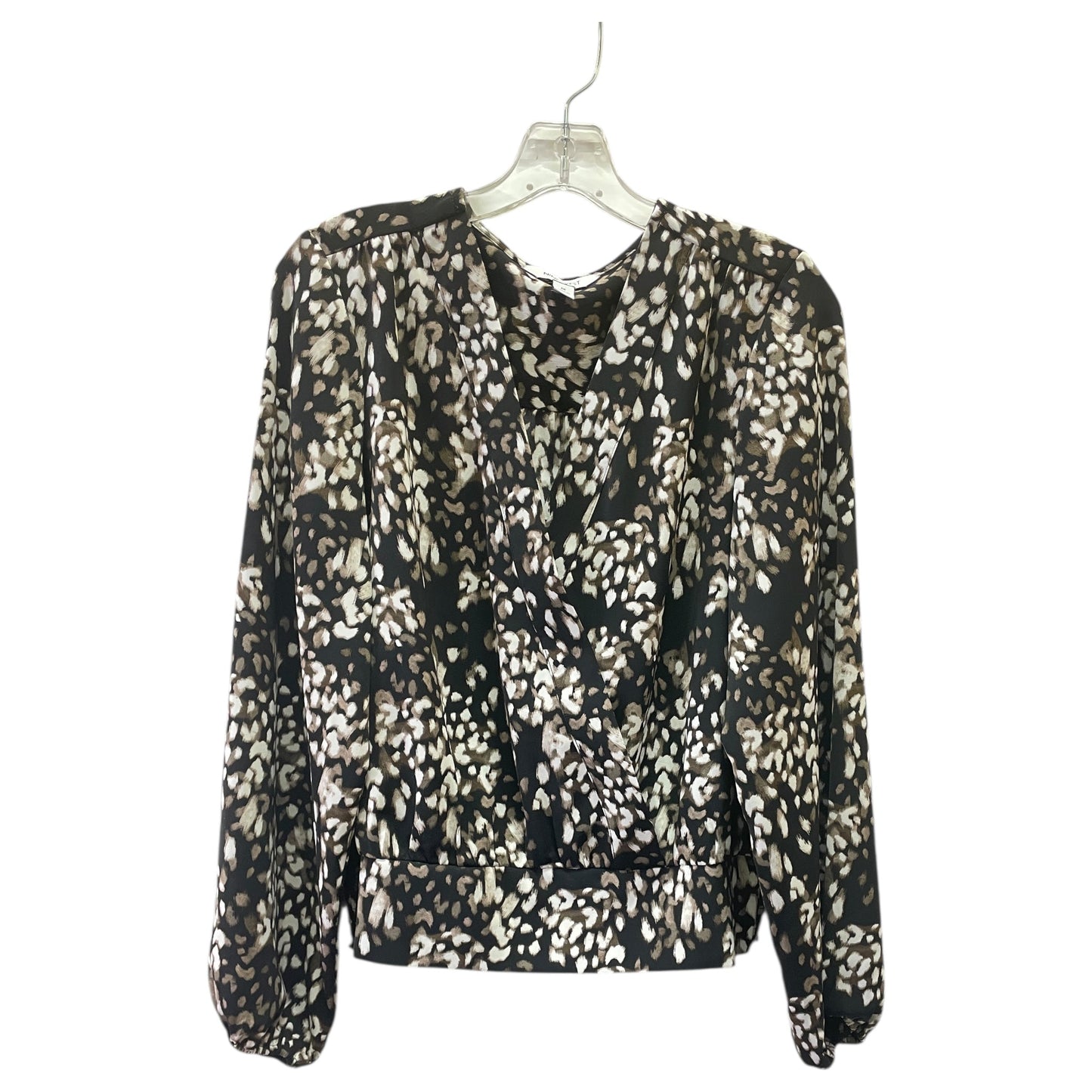 Blouse Ls By Nine West In Black & Grey, Size:M