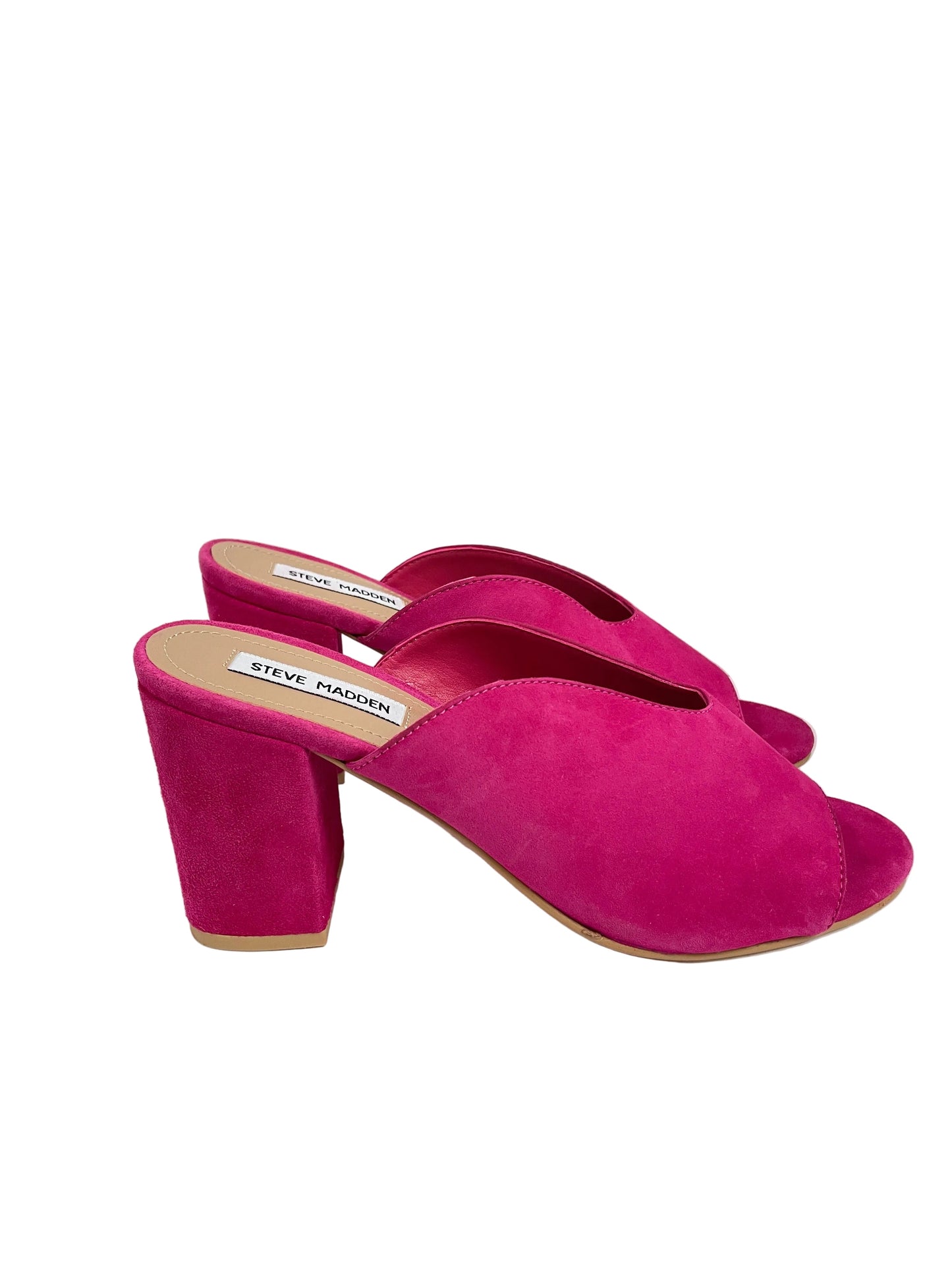 Sandals Heels Block By Steve Madden In Pink, Size:9