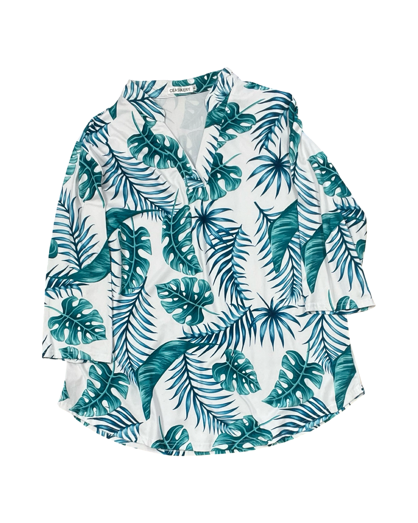 Top Ls By Clothes Mentor In Green & White, Size:Xl