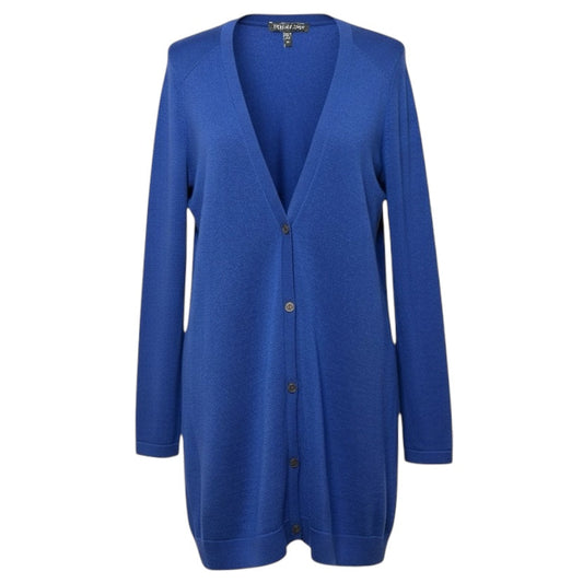 Merino Wool Sweater Cardigan By Eileen Fisher In Blue, Size: Xl
