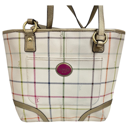 Handbag Designer By Coach In Cream, Size:Medium