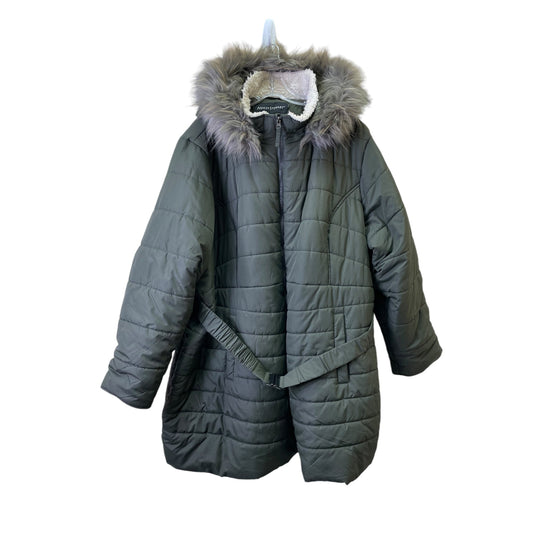 Coat Parka By Ashley Stewart In Green, Size:4X