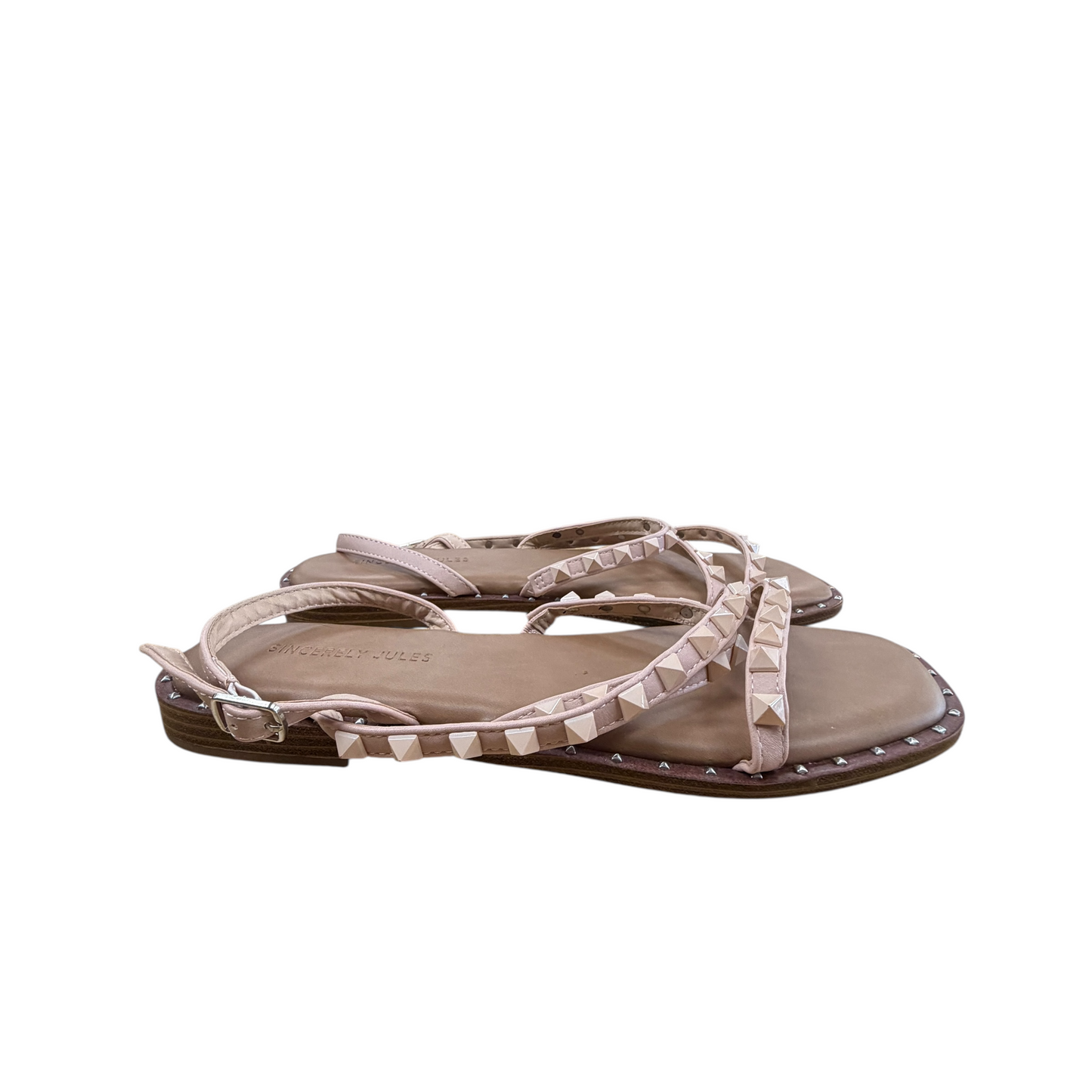 Sandals Flats By Sincerely Jules In Taupe, Size:8.5