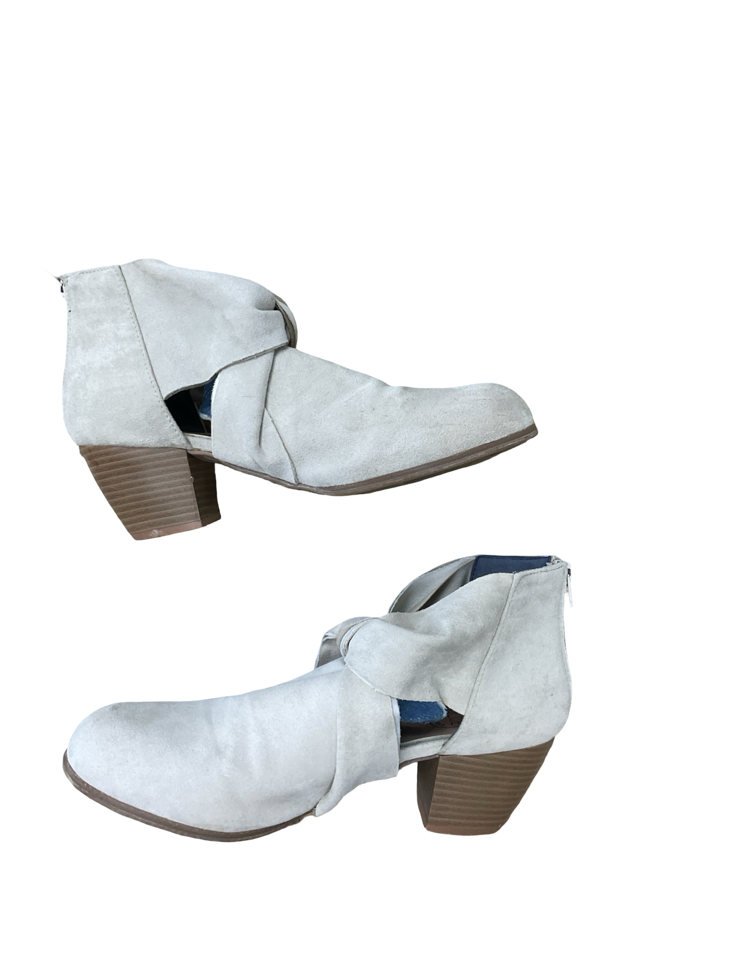 Boots Ankle Heels By Clothes Mentor In Cream, Size:10