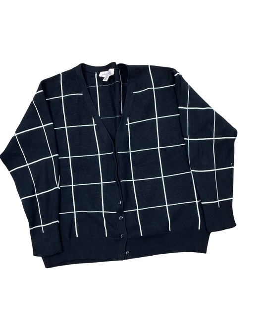 Cardigan By Philosophy In Black & White, Size:1X