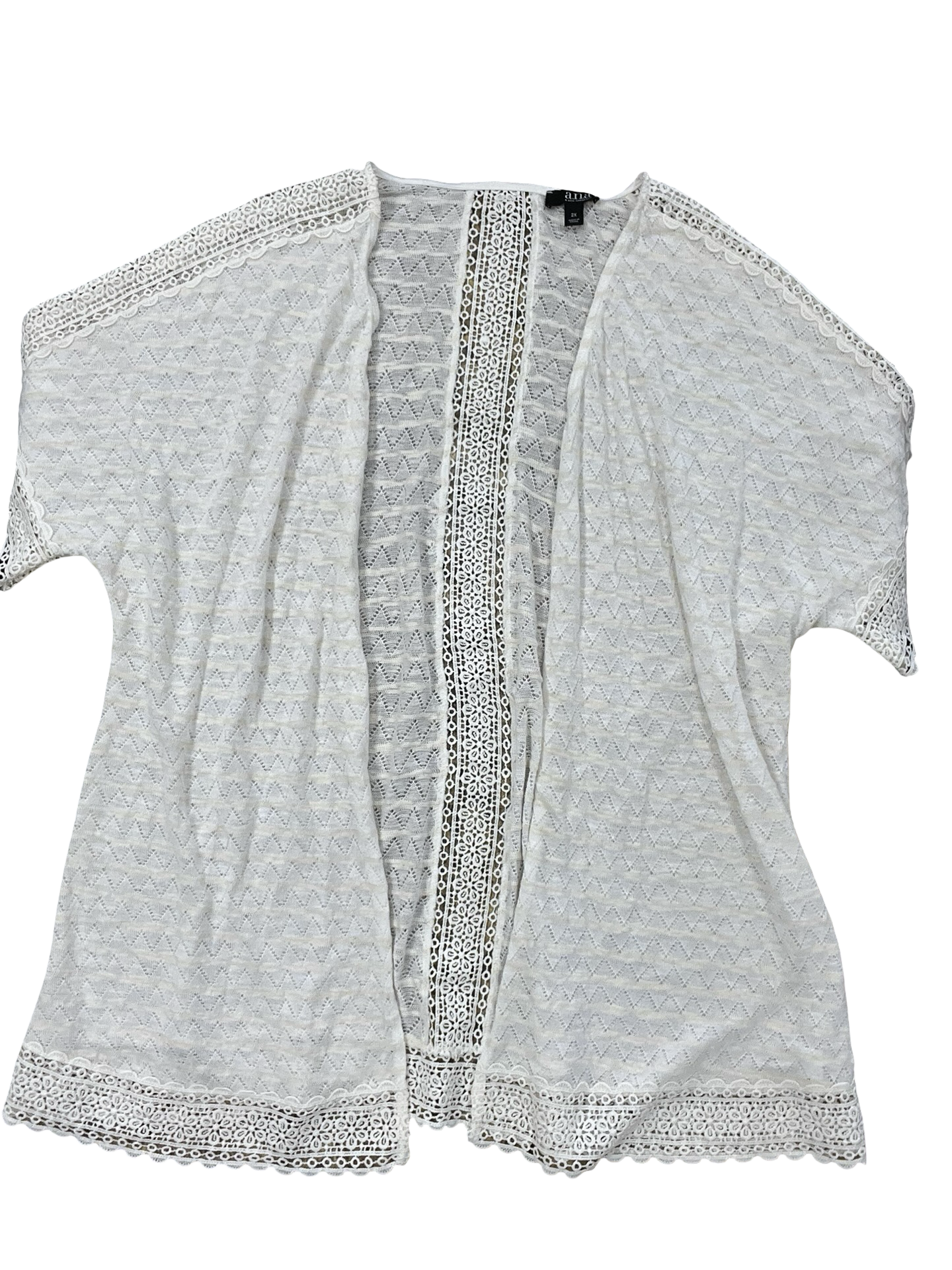 Cardigan By Ana In White, Size:2X