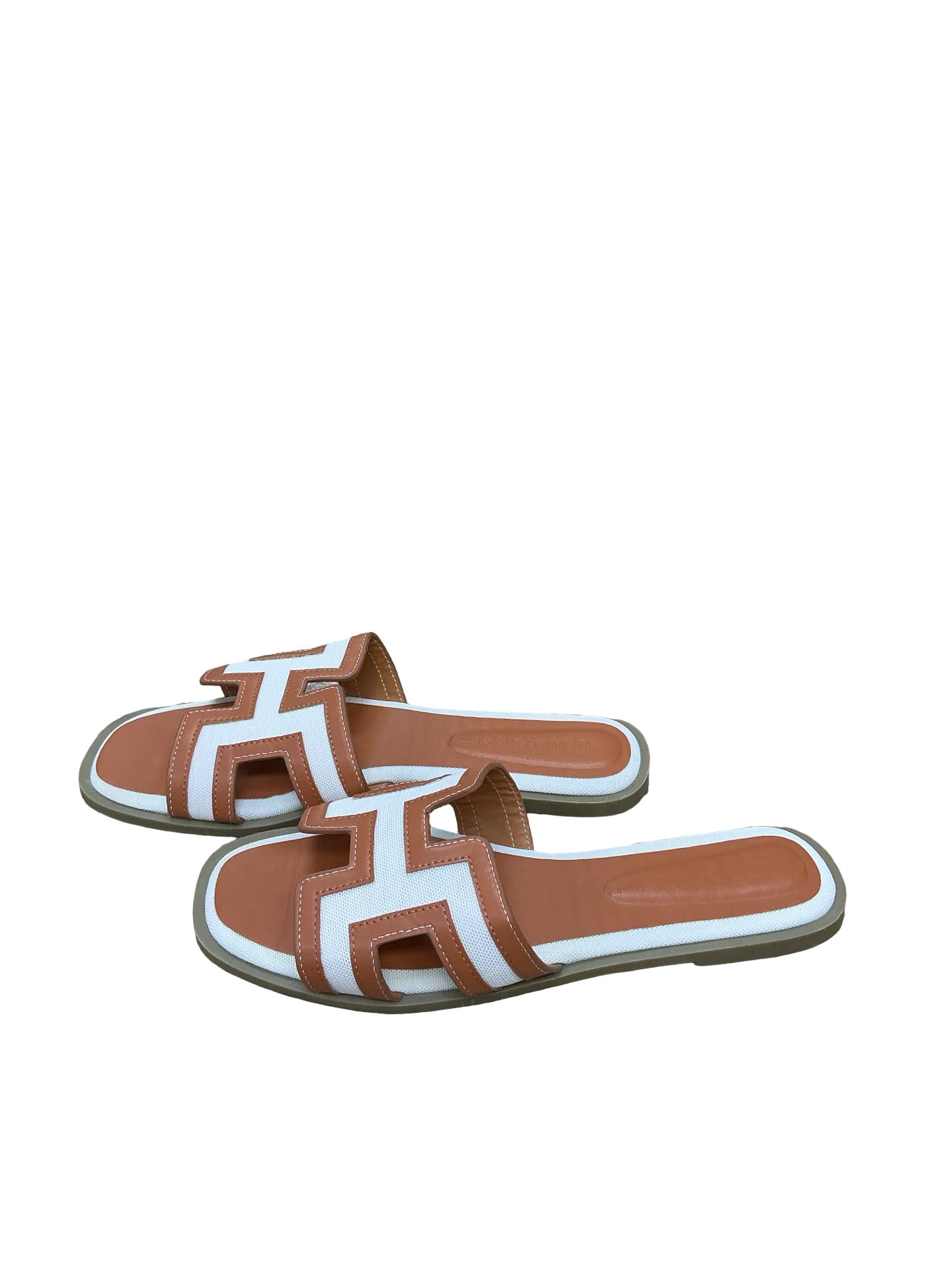Sandals Flats By Wild Diva In Brown & White, Size:9