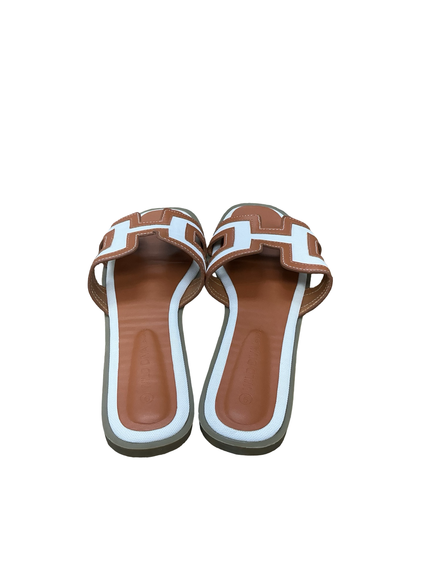 Sandals Flats By Wild Diva In Brown & White, Size:9
