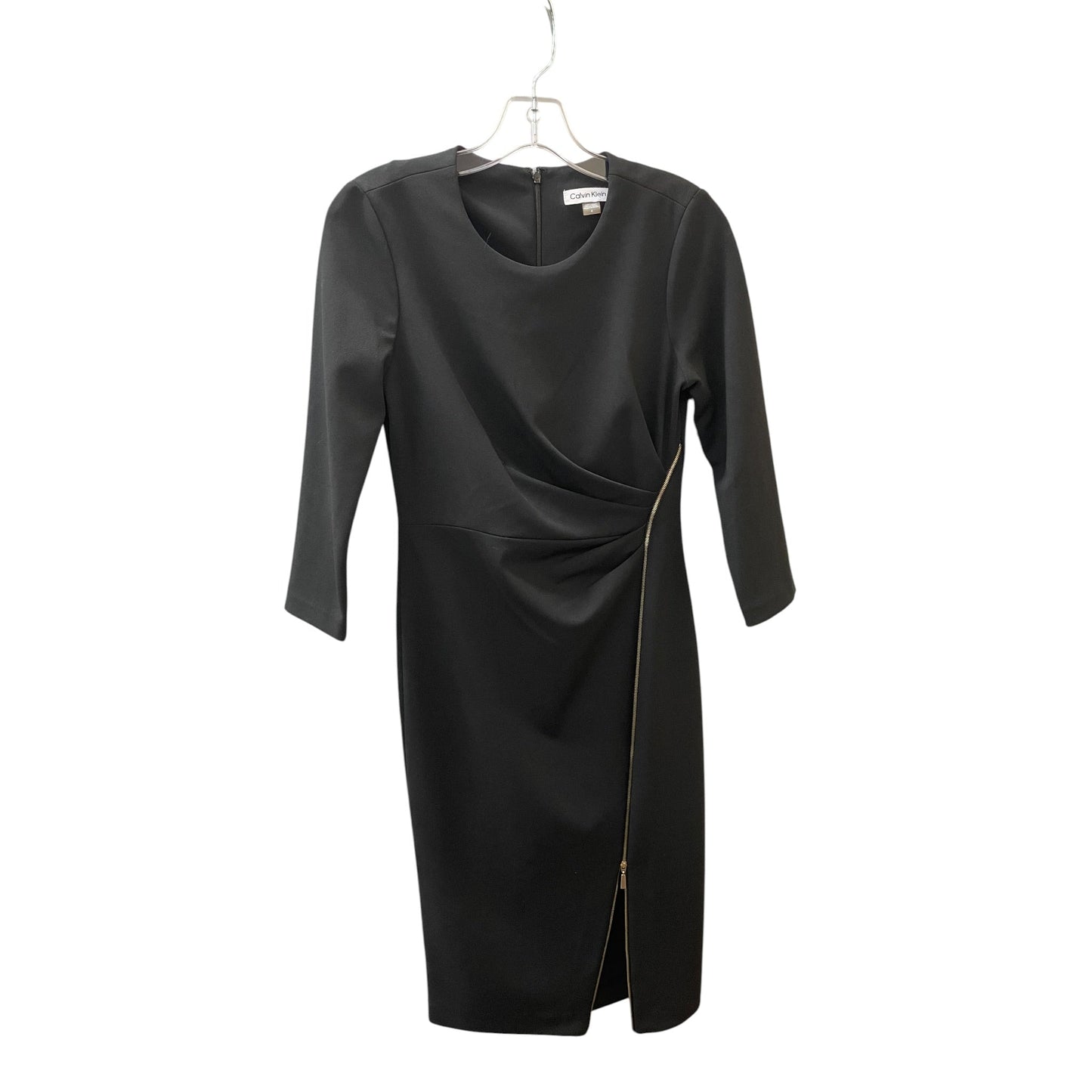 Dress Party Midi By Calvin Klein In Black & Gold, Size:S