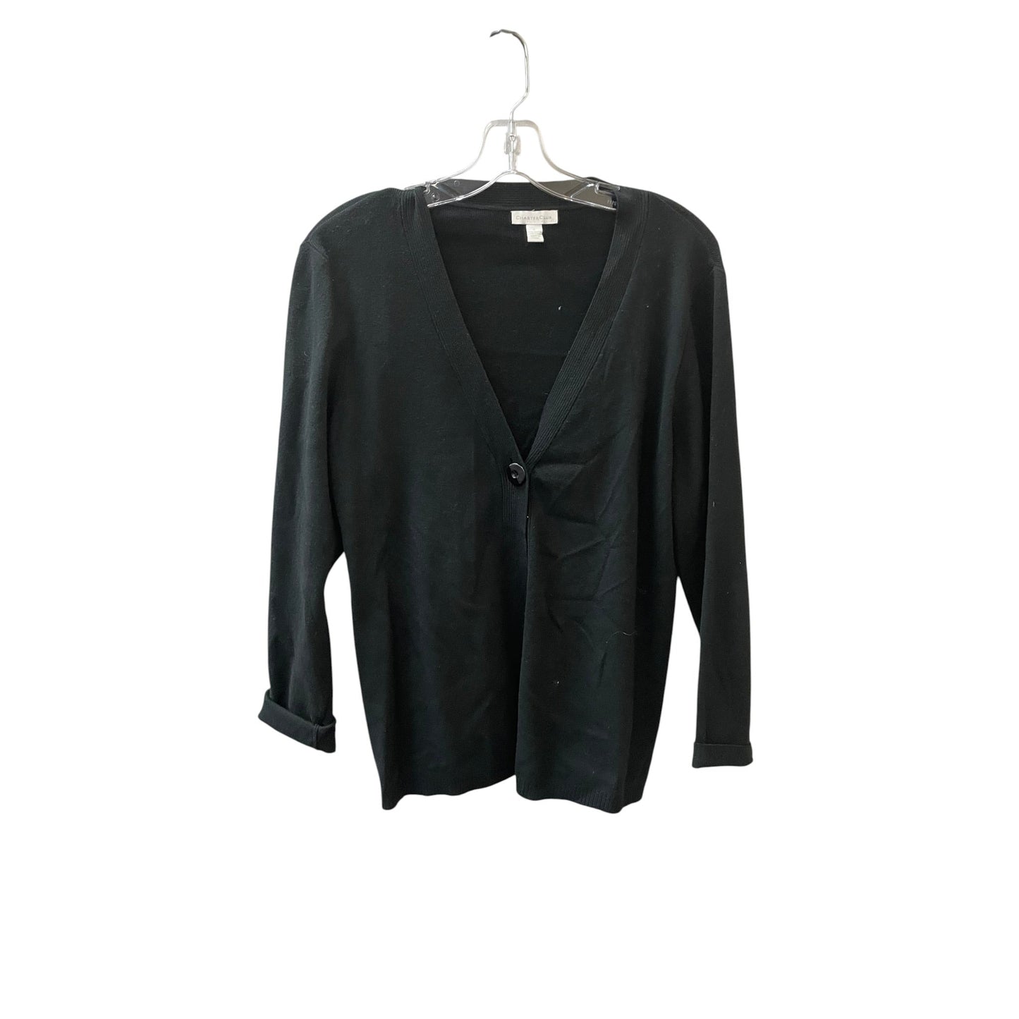Sweater Cardigan By Charter Club In Black, Size:L