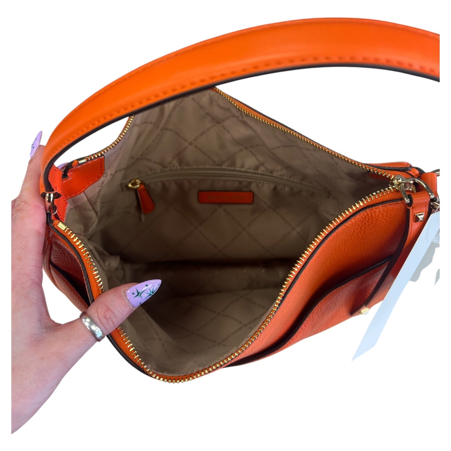 Handbag Designer By Michael Kors In Orange, Size:Medium