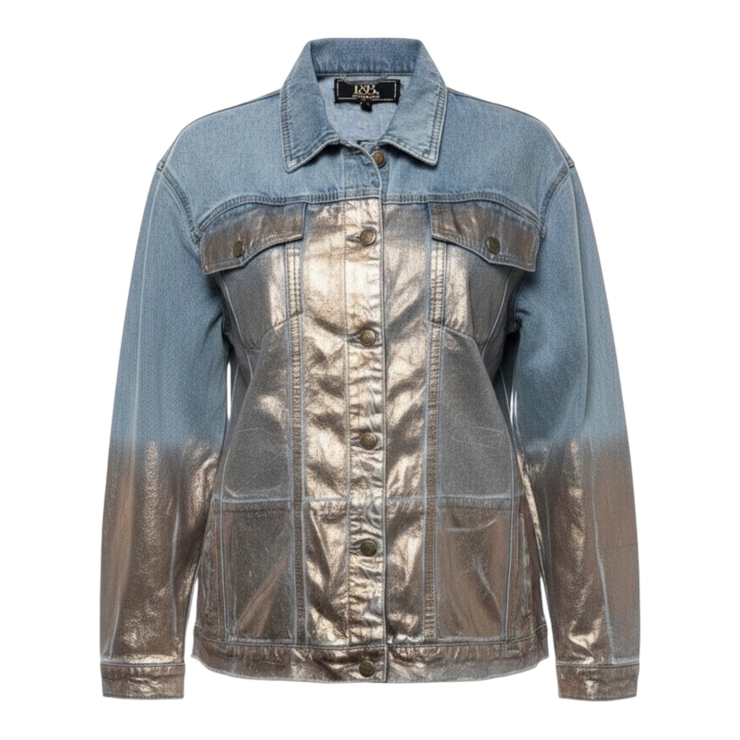 Jacket Denim By Lucky & Blessed In Blue & Pink, Size: XL