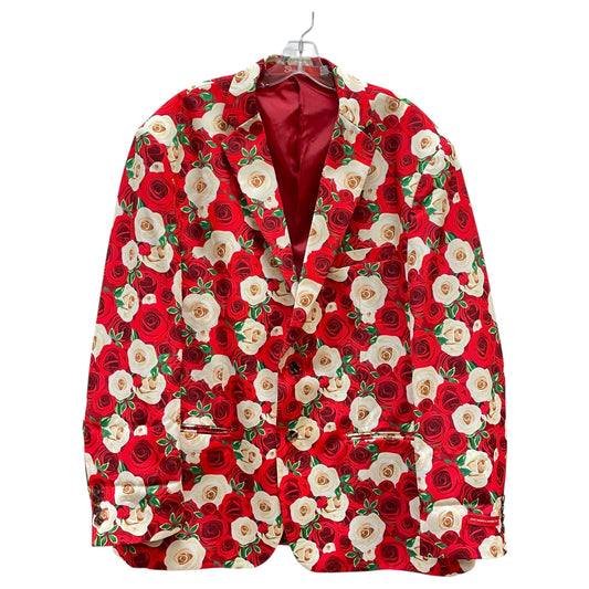 Blazer By SHINEST In Cream & Red, Size:1X