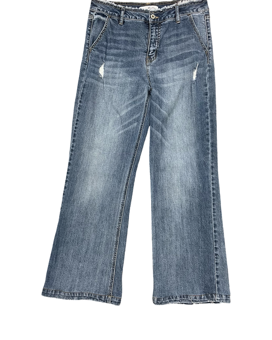Jeans Wide Leg By Kancan In Blue Denim, Size:8