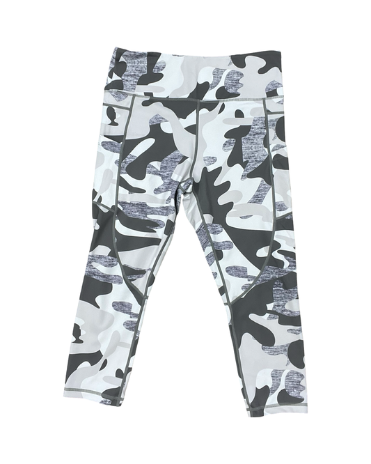 Athletic Leggings Capris By Zyia In Grey & White, Size:L