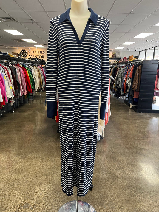 Dress Sweater By Loft In Blue & White, Size:Xl