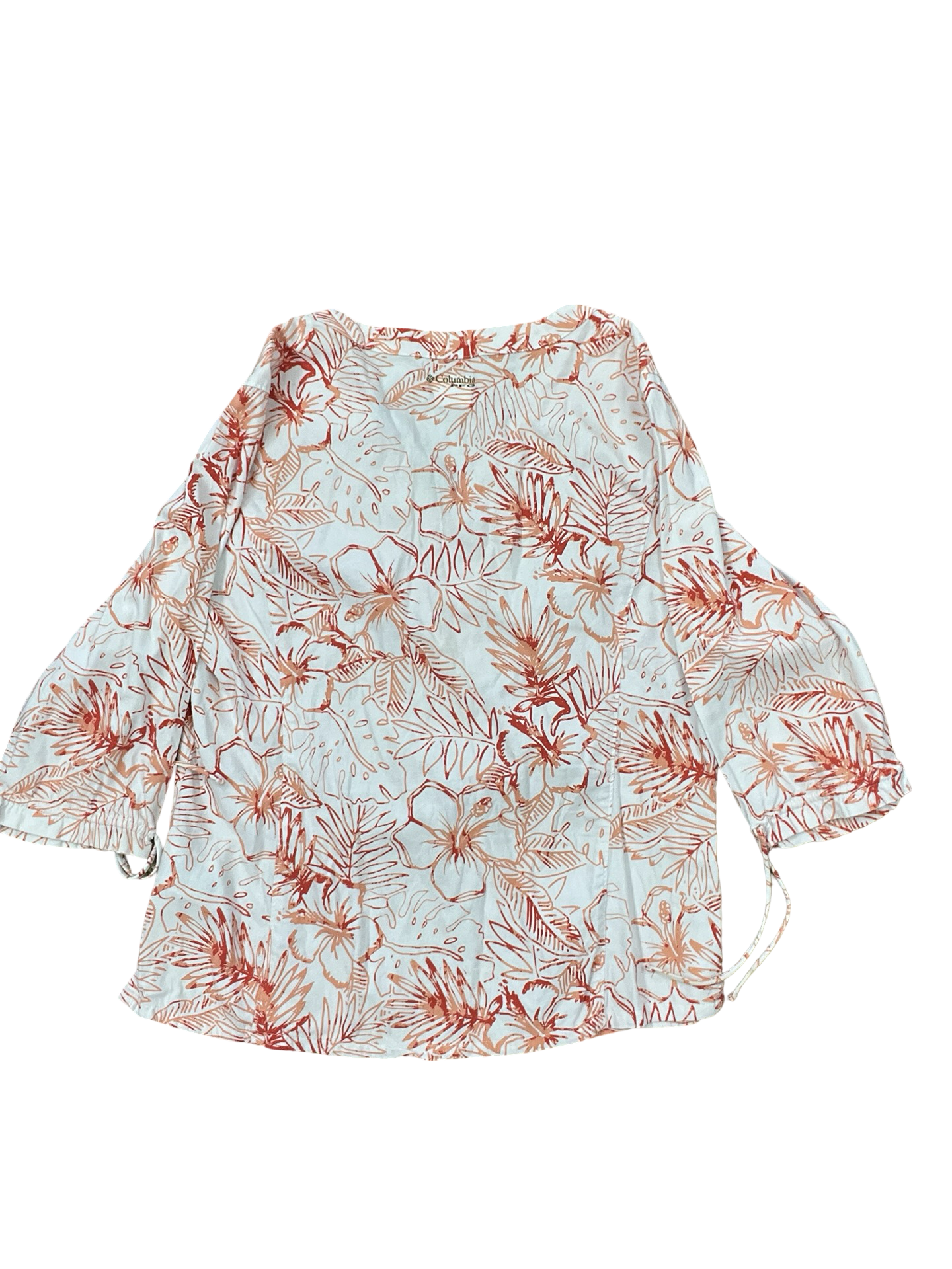 Top 3/4 Sleeve By Columbia In Orange & White, Size:L