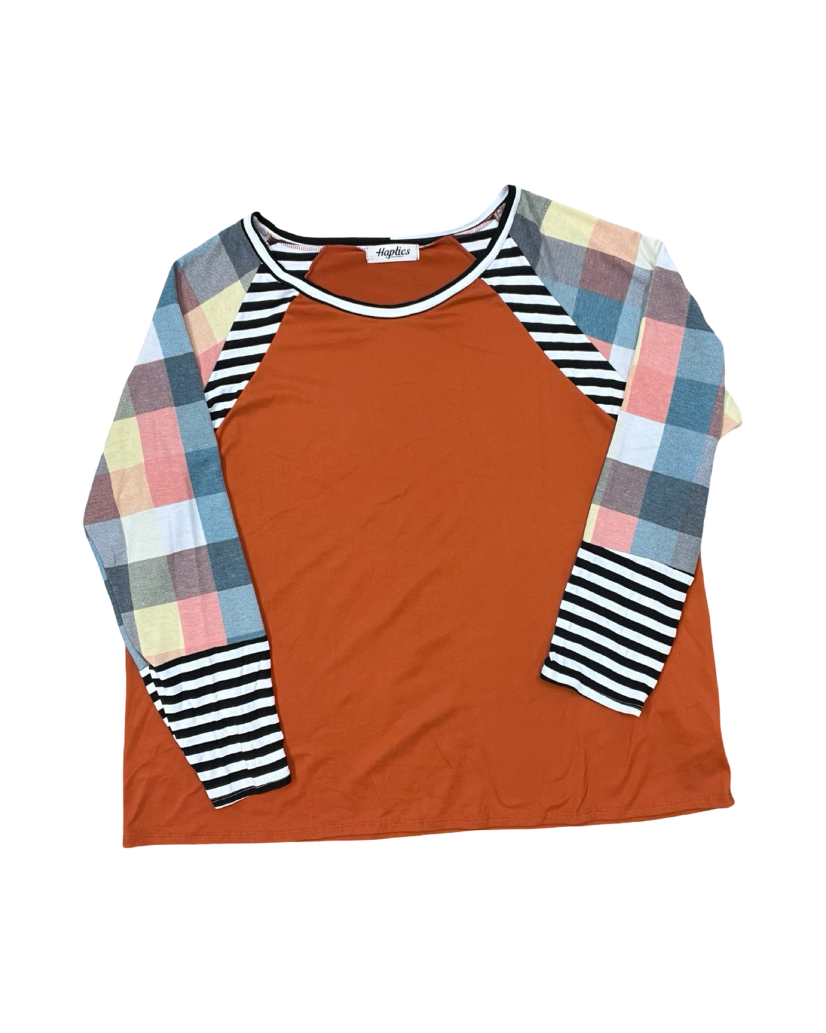 Top Ls By Haptics In Orange & White, Size:3X