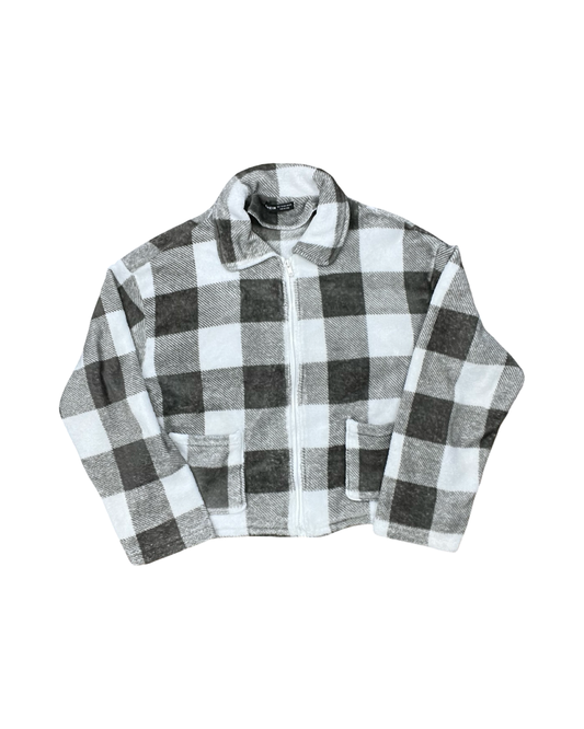 Jacket Fleece By Shein In Grey & White, Size:L