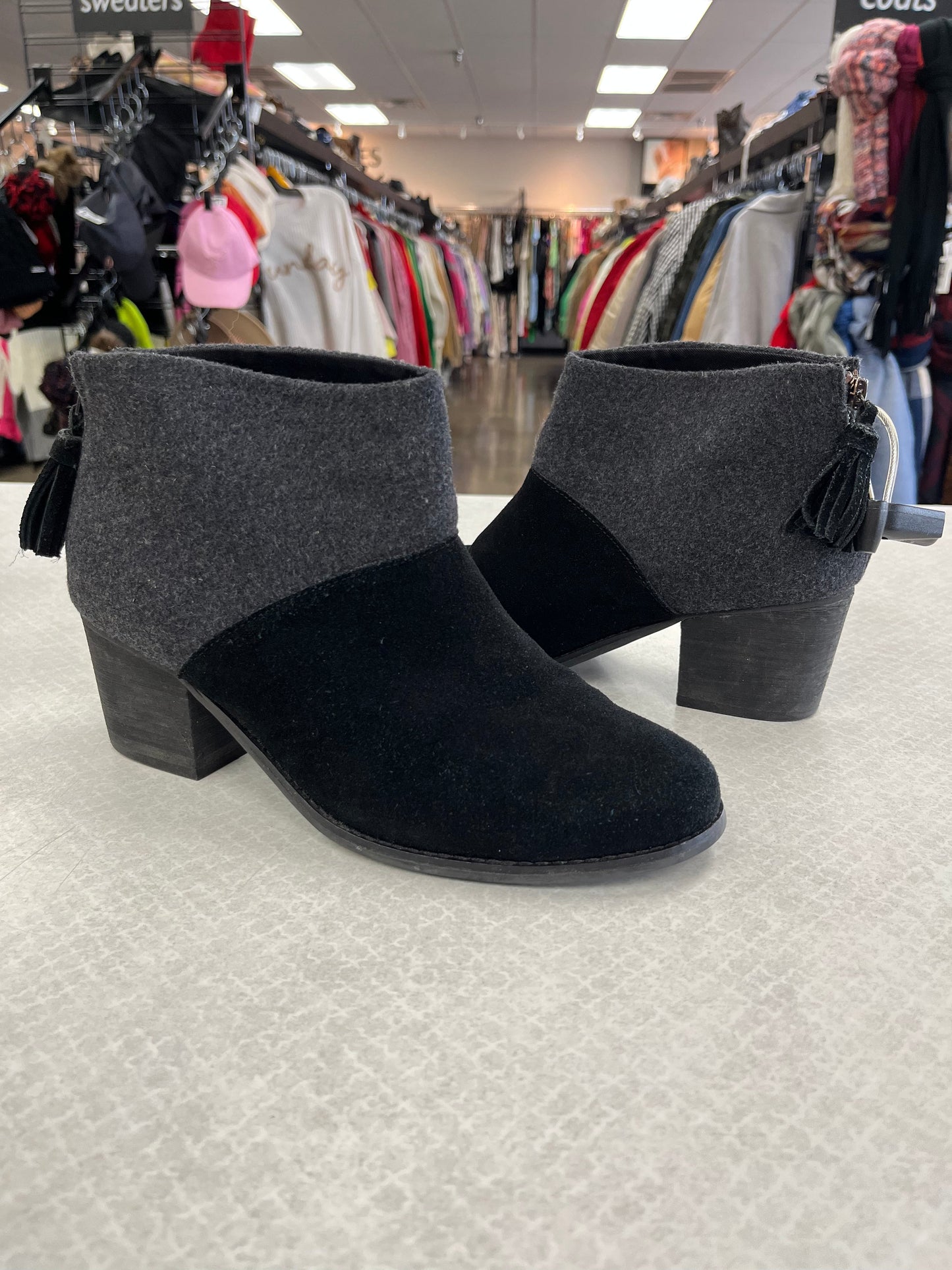 Boots Ankle Heels By Toms In Black, Size:8