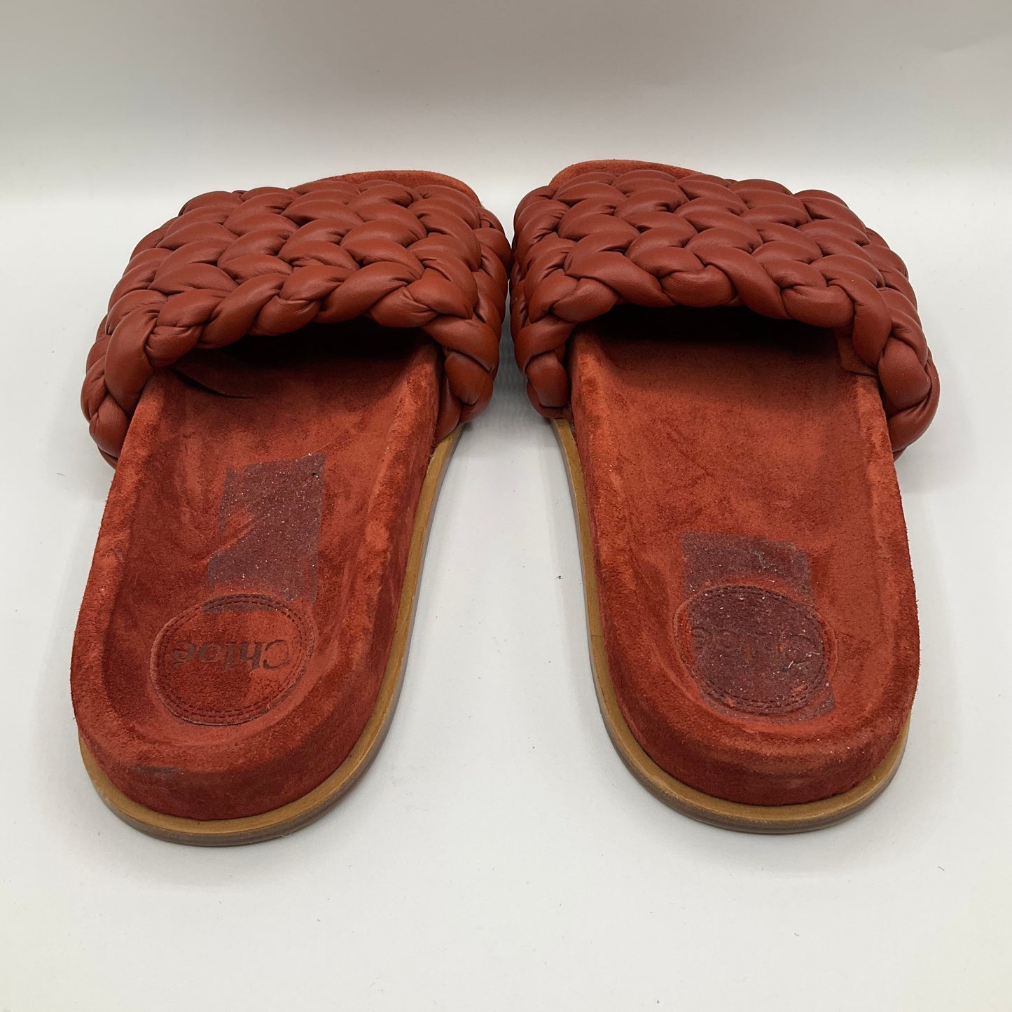 Red Sandals Designer Chloe, Size 8