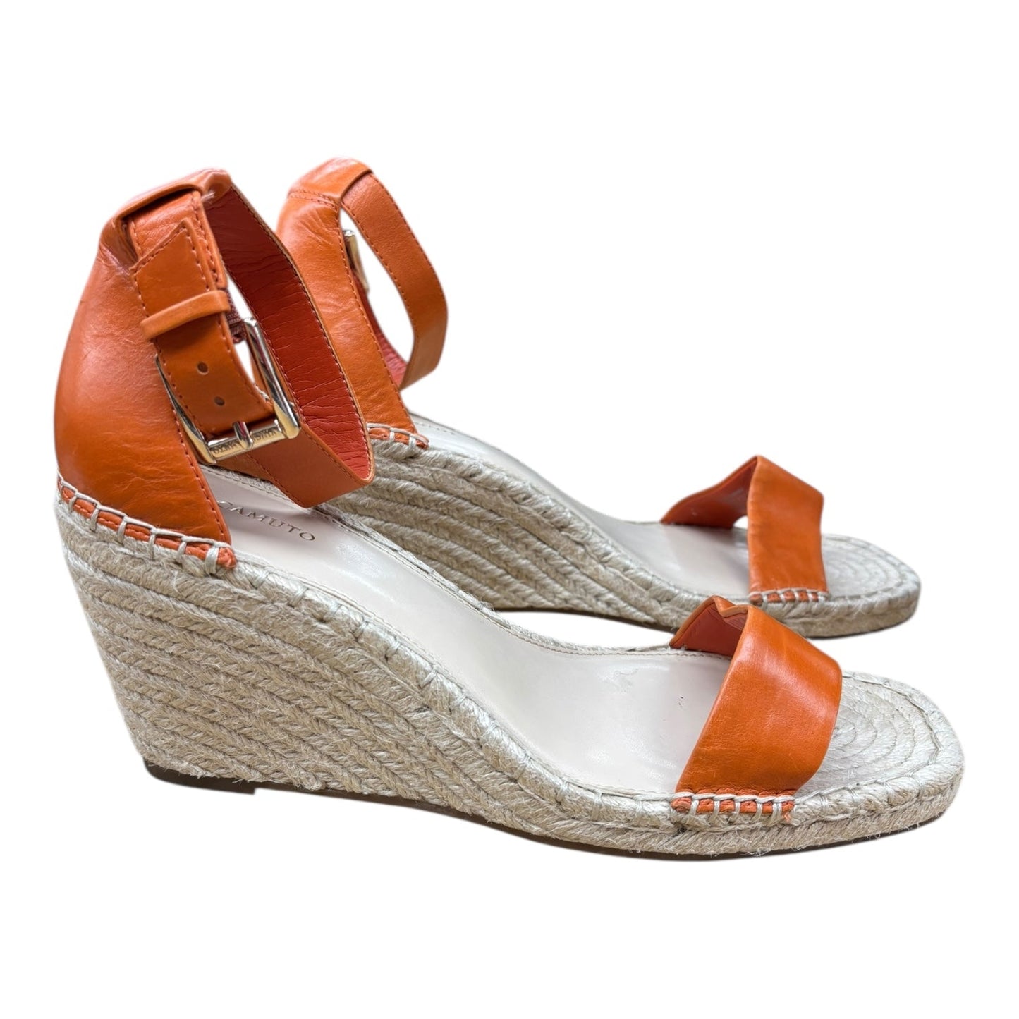 Shoes Heels Wedge By Vince Camuto In Orange & Tan, Size:12