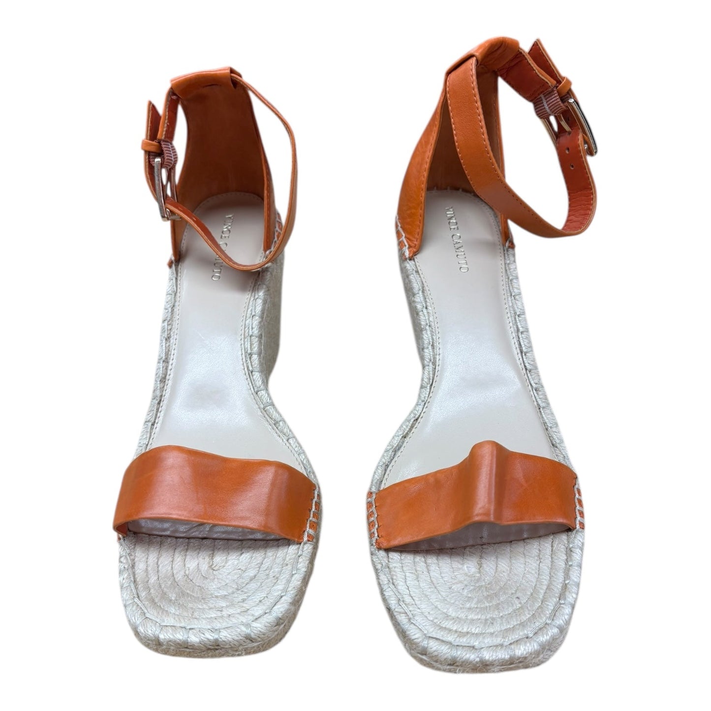 Shoes Heels Wedge By Vince Camuto In Orange & Tan, Size:12