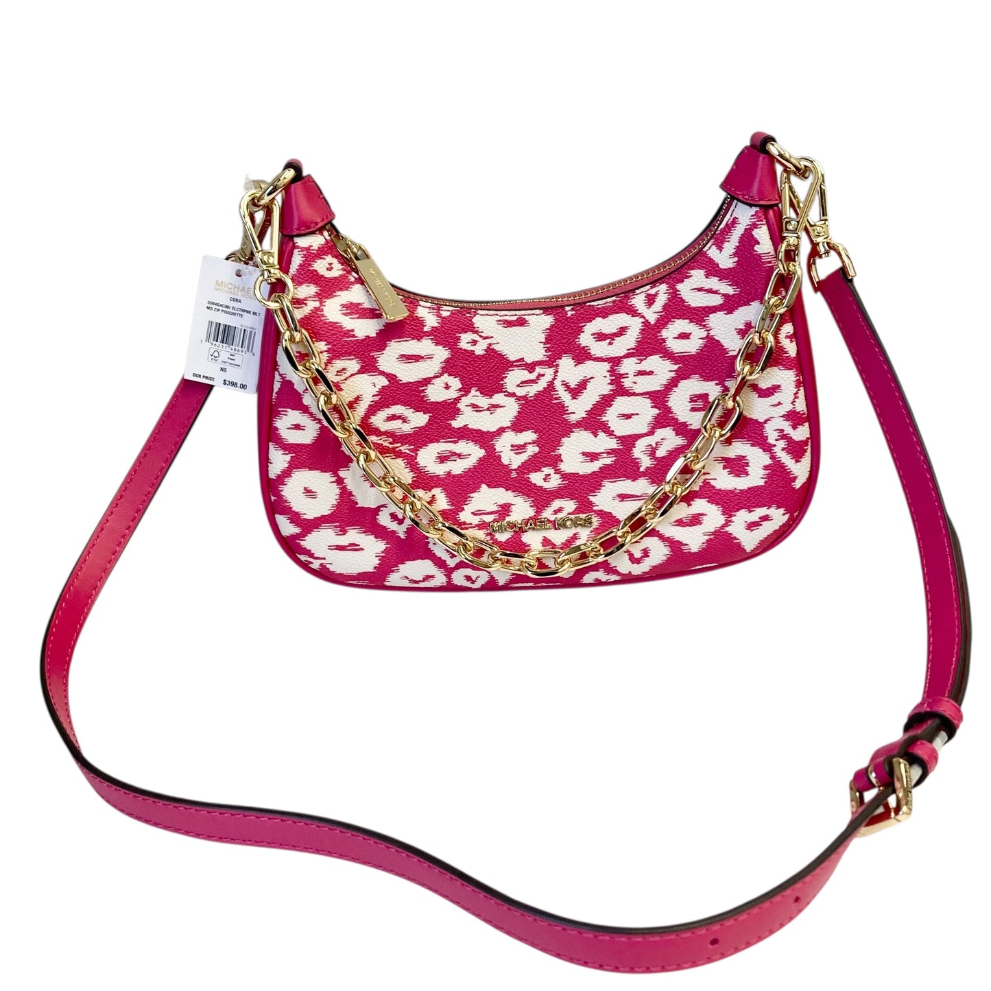 Crossbody Designer By Michael Kors In Pink & White, Size:Small