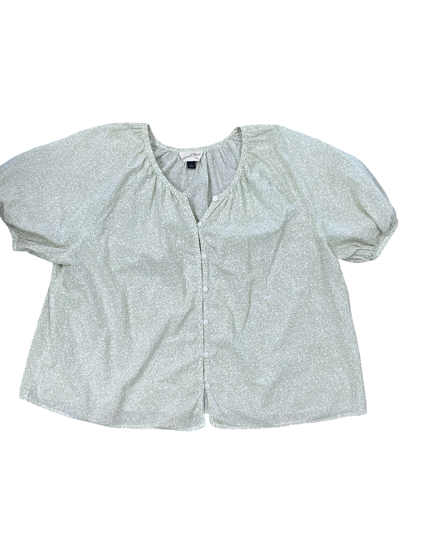 Blouse Ss By Universal Thread In Green & White, Size:L