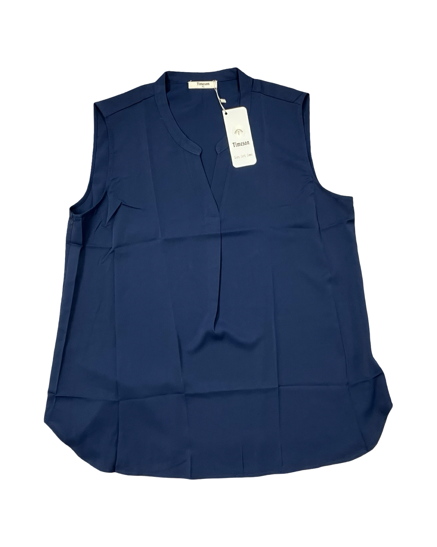 Top Sleeveless By Timeson In Navy, Size:Xl