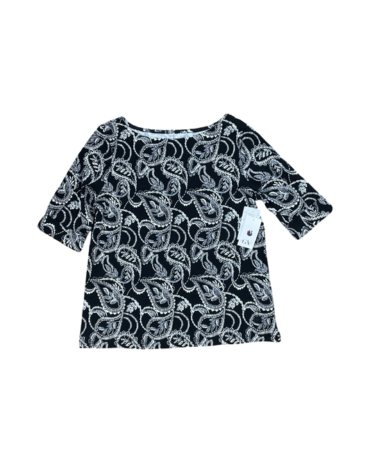 Top 3/4 Sleeve By Gloria Vanderbilt In Black & White, Size:M