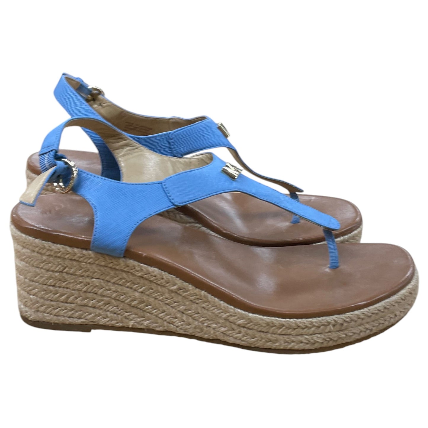 Sandals Designer By Michael Kors In Blue & Gold, Size:9