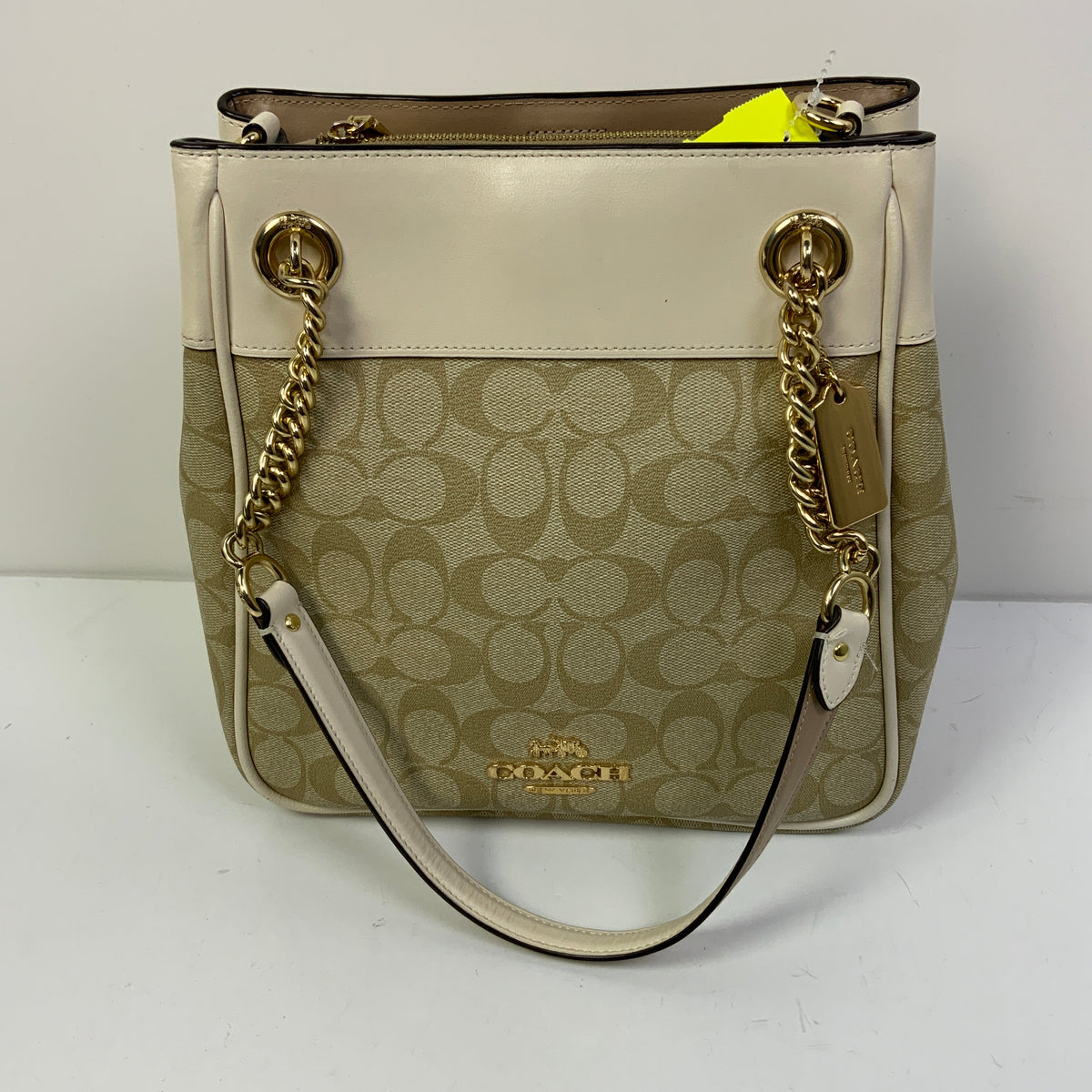 Handbag Designer By Coach In Cream, Size:Medium