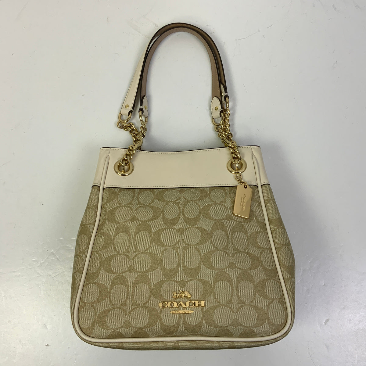 Handbag Designer By Coach In Cream, Size:Medium