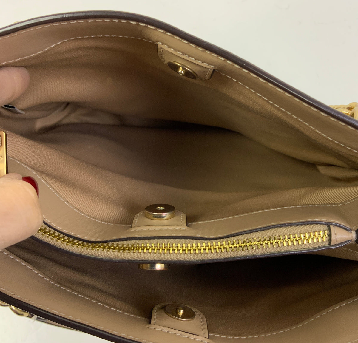 Handbag Designer By Coach In Cream, Size:Medium