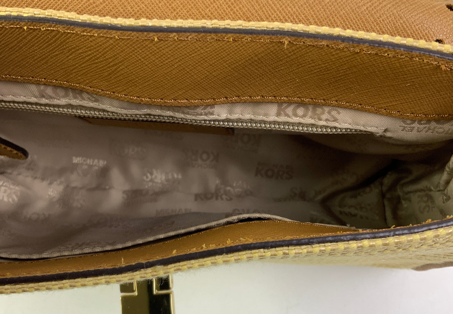 Crossbody Designer By Michael Kors In Brown & Tan, Size:Small