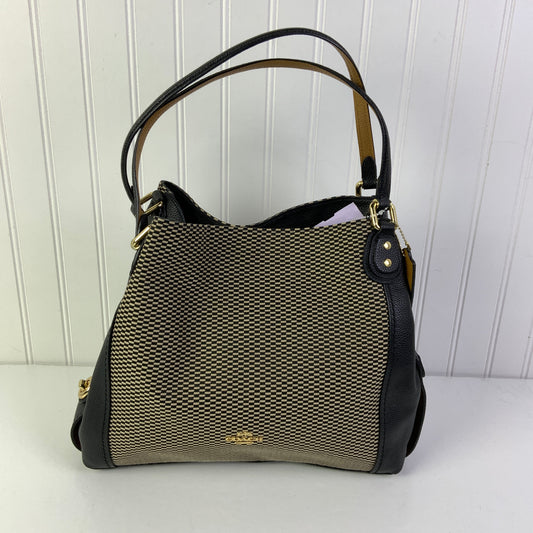 Handbag Designer By Coach In Black & Tan, Size:Medium