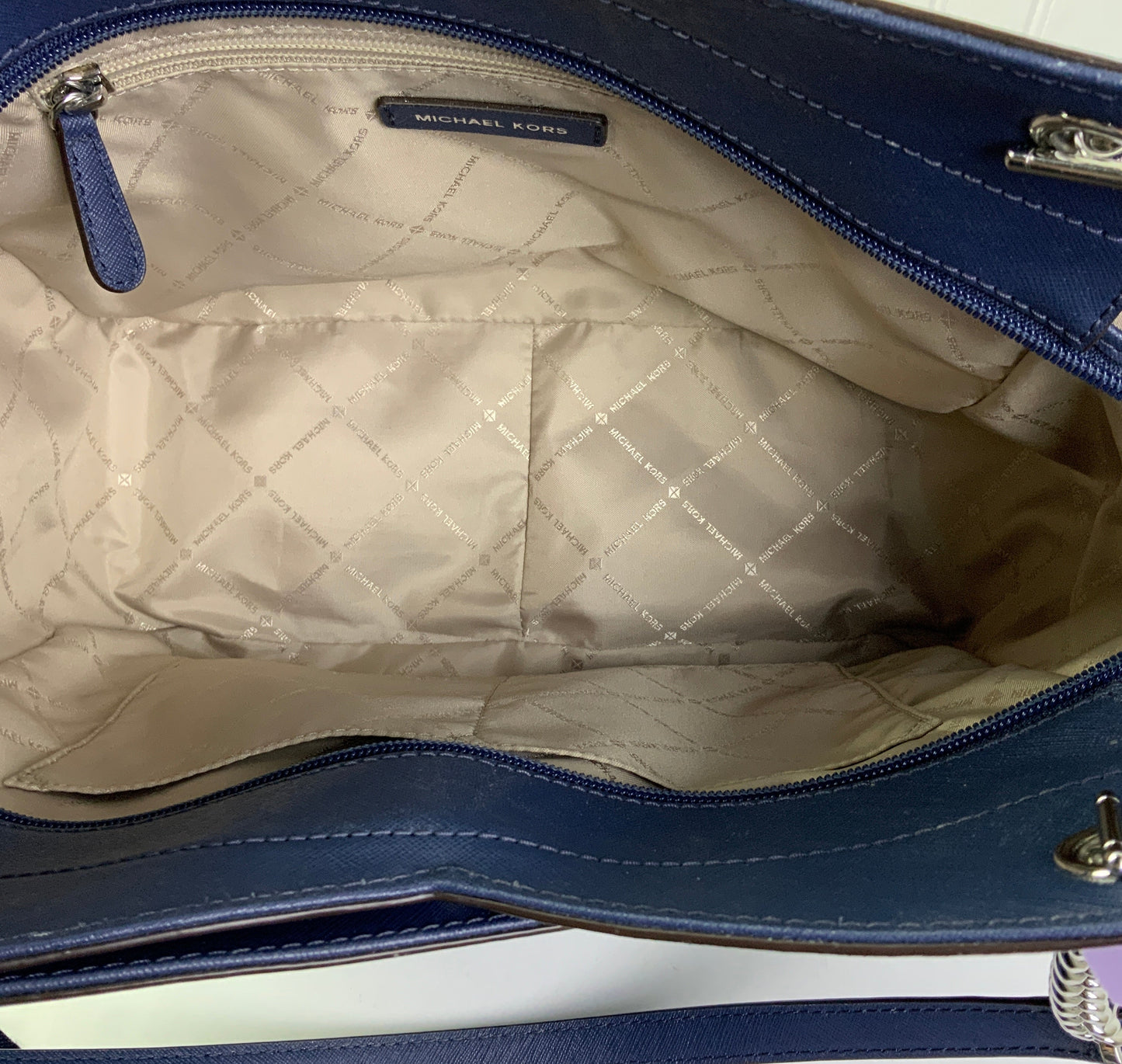 Handbag Designer By Michael Kors In Blue, Size:Large