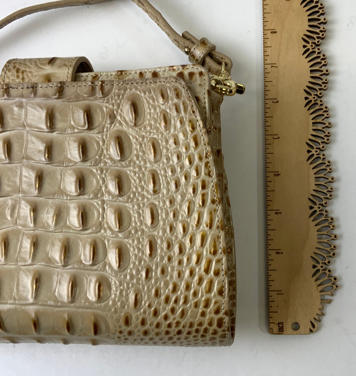 Crossbody Designer By Brahmin In Tan, Size:Small