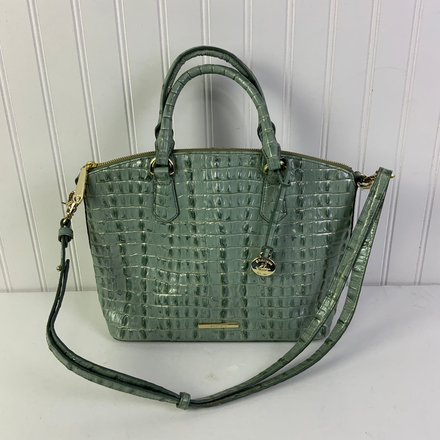 Handbag Designer By Brahmin In Aqua, Size:Medium