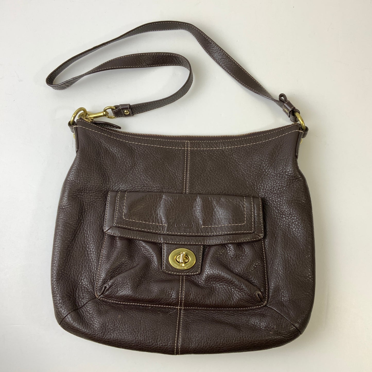 Handbag Designer By Coach In Brown, Size:Large