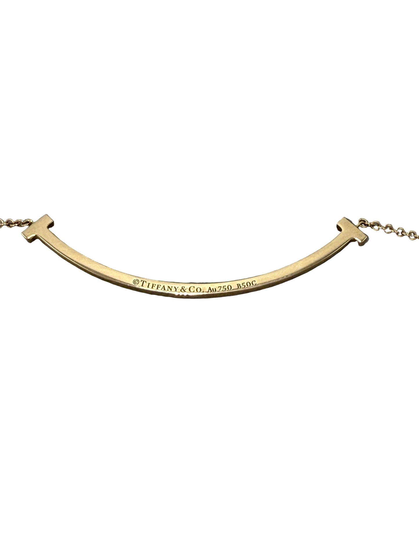 T Smile Necklace in Rose Gold with Diamonds By Tiffany and Company