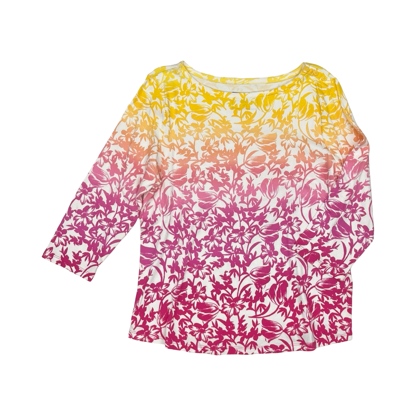 Top 3/4 Sleeve By Charter Club In Multi, Size:Xxl